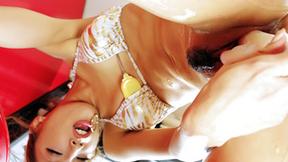 ”Japanese cutie Aya Sakuraba looks great in oil with a vib in her muff lips”