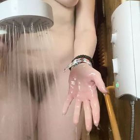 My tight virgin asshole gets some close up, loving fingering fun in the shower