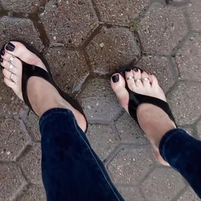 sexy feet in the rain