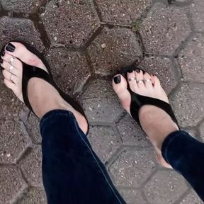 sexy feet in the rain