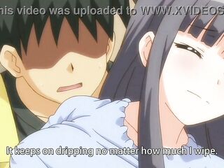 Anime chaps gets to play around 4 large breasty angels