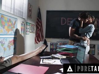 PURE TABOO Pervert Teacher Elizabeth Skylar Catches Detention Student Natalie Brooks Sharing Secrets