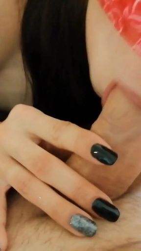 Spectacular moment from "Shy cutie with a red blindfold got a lot of cum"