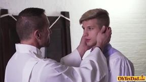 Virgin twink pounded mercilessly by mature priest anal