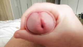 Fasten aloft cumshot, guy moaning and nut during jerking-off