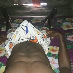 Alone in the bedroom, the black cock gets masturbated