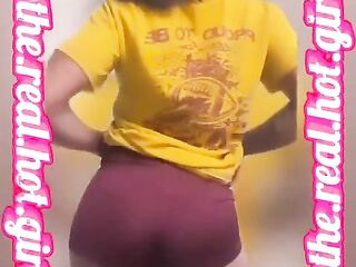 Chocolate Ebony Baddie Twerks & Disrobes in College Dormroom