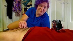 Slow handjob and warm pissplay from a short haired bbw milf, Liza and Andy