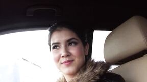 Euro babe Lady D fucks & takes facial on the car hood