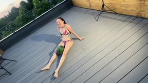 FULL Handstand blowjob cumshot or  break a watermelon .I suggested a game