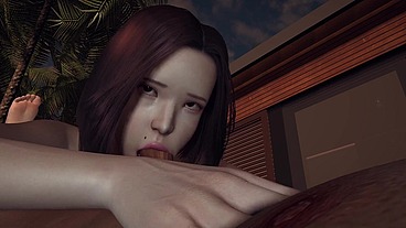 Sexy Asian Beauty gives a blowjob in POV - 3D Porn