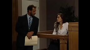 Charismatic public prosecutor instructs his next witness, Celine Devoux, during the break of high-profile case about which defendant'_s counsel asked