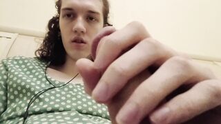 Trans-baddie Stesha jerks-off its tiny clit and pokes it on the camera