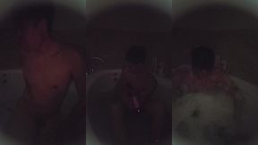 enjoying a bubble bath in the dark early morning