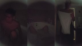 enjoying a bubble bath in the dark early morning