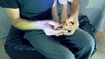 Toe Cuff Bondage Casual BDSM Toenail Clipping Session