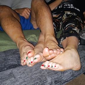 Showing off our soft lotioned up soles for your pleasure