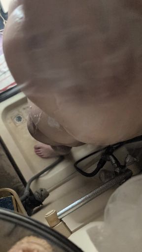 Wixxe My Waxing Big Cock in the Shower