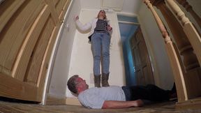 Chelsea Trampling On The Landing In Cow Girl Boots FLOOR CAM (4K)