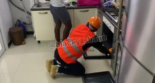 Insatiable handyman pokes employers large booty