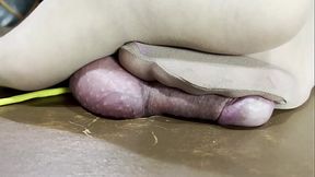 Close-up cock and balls fullweight trampling