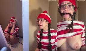 Busty brunette Waldo bounces on it after you find her lonely and feral