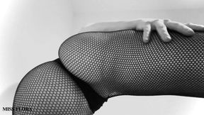 Fishnet Tights Tease in Black and White (AVI)