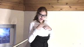 Ass to mouth with sexy secretary after work Cum on glasses