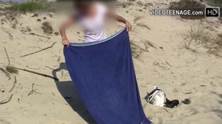 18 years old brunette naked at beach