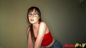 hot teen melanie rose gives sensual blowjob for cum on glasses