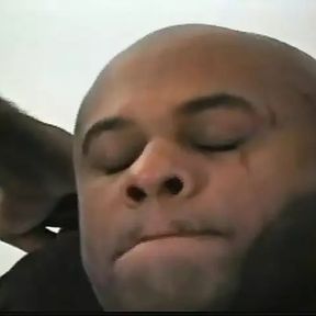 Black Twink Gets His Ass Boned by a Bald Man with Huge Dick in Bareback Style