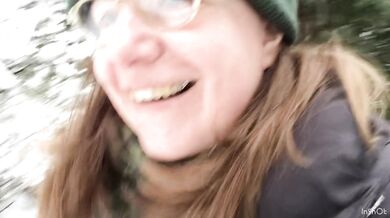 Naked tittie sleigh ride but I sit on a foldable chair and get pulled by a car