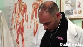 Naughty doctor smashes horny brunette dude in the ass