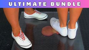 Flattening Your Cock & Balls Under Our White Pumps & Plexiglass - 182 Ultimate Bundle - Goddess Amber - Miss Lucy - Trample Trampling CBT Ballbusting