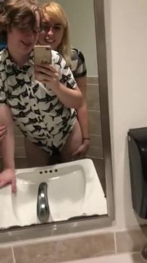 Trans girl fucks sissy boy in bathroom