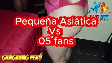 Chinita Vs 5 fans, realmente una hermosa Milf asiática