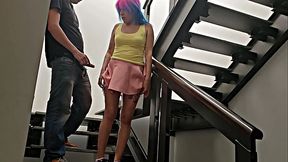 Desperate Latina fucked hard on the stairs