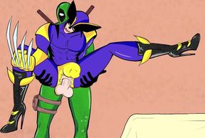 Josh’s cosplay ruined by a big dick Wolverine fucks with his heels