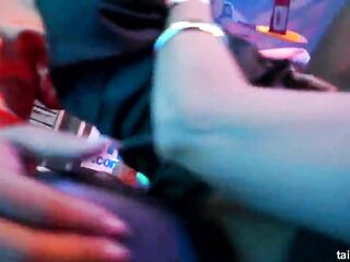 Bi pornstars licks pussies and shares knobs in public