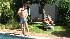 Young and horny by the pool