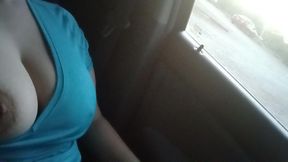 Showing boobs in taxi