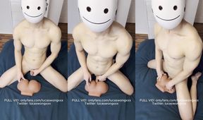 Asian twink destroys toy ass with uncut muscle