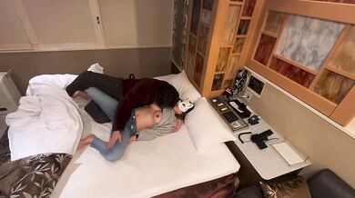 Clothed sex! Massive ejaculation in the face!