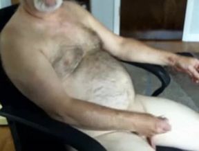 Hairy Daddy Strokes on Webcam