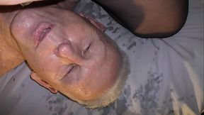 NZ Trashy MILF makes herself squirt all over her Master'_s face with her pink ribbed vibrator before licking every drop up