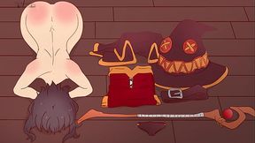 Megumin is completely naked next to things, bowing her head and asking a black man to fuck her ! God's Blessing on This Wonderful World Hentai Cartoon Parody KonoSuba !