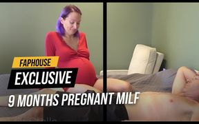 9 Months pregnant milf cures headache with creampie in bodysuit