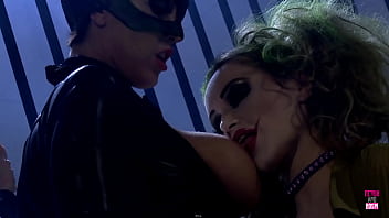 Joker has a good schlong and he fucks Catwoman and one more of his minions