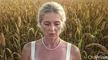 Experienced granny with heavy tits deepthroats thick cock to the base [AI]