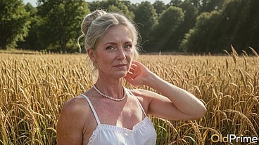 Experienced granny with heavy tits deepthroats thick cock to the base [AI]